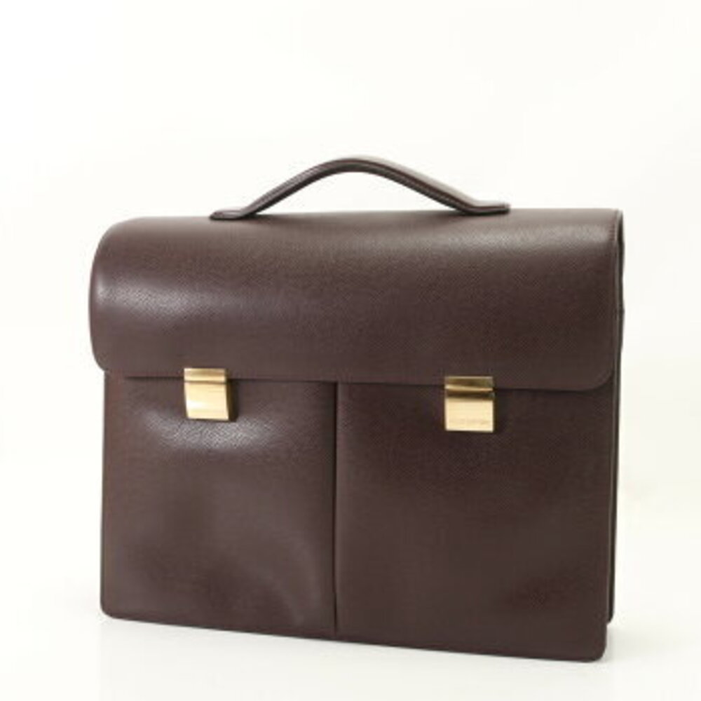 Louis Vuitton Acajou Leather Black Serviette Business Bag Briefcase Leather
